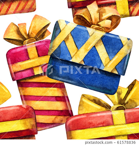 Watercolor gift boxes pattern 61578836