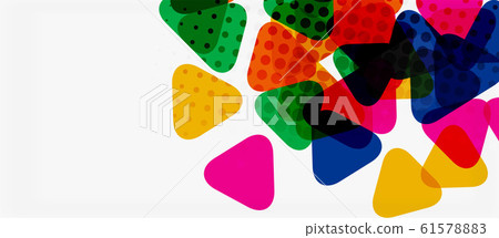 Banner with multicolored mosaic triangle geometric design on white background. Abstract texture. Vector illustration design template. Banner with multicolored mosaic triangle geometric design on white background. Abstract texture. Vector illustration design template. 61578883