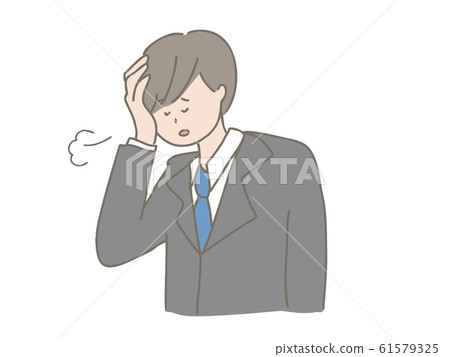 A man in a suit holding his head - Stock Illustration [61579325] - PIXTA