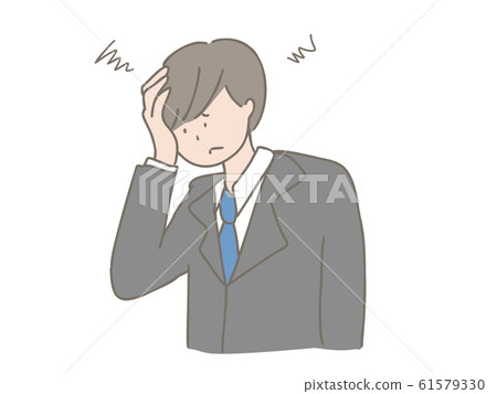 A man in a suit holding his head - Stock Illustration [61579330] - PIXTA