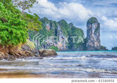 tropical beach ocean wave bay with a sandy beach 61580958