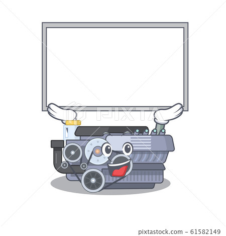 A mascot picture of combustion engine raised up board 61582149
