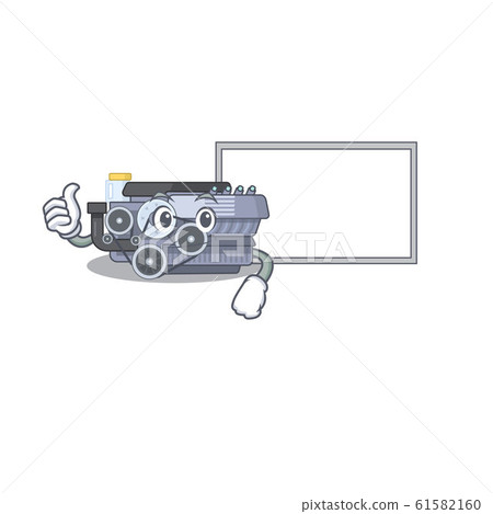 Thumbs up of combustion engine cartoon design with board Thumbs up of combustion engine cartoon design with board 61582160