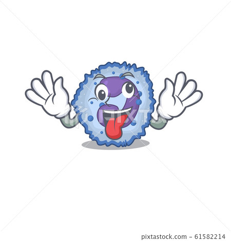 Basophil cell Cartoon character style with a crazy face Basophil cell Cartoon character style with a crazy face 61582214