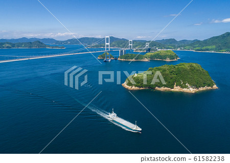 A view of the Kurushima Strait (Shimanami Kaido) from above. A view of the Kurushima Strait (Shimanami Kaido) from above. 61582238