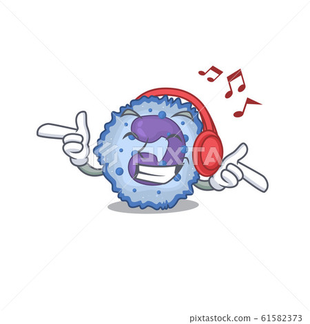 Listening music basophil cell mascot cartoon character design Listening music basophil cell mascot cartoon character design 61582373