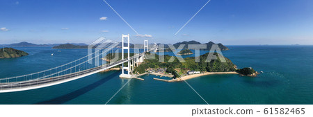 Kurushima Channel (Shimanami Kaido) aerial view 61582465