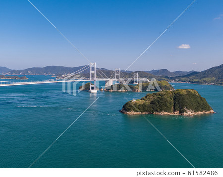 Kurushima海峽(Shimanami Kaido)鳥瞰圖 Kurushima海峽(Shimanami Kaido)鳥瞰圖 61582486