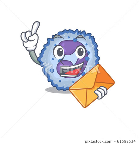 Cheerfully basophil cell mascot design with envelope Cheerfully basophil cell mascot design with envelope 61582534