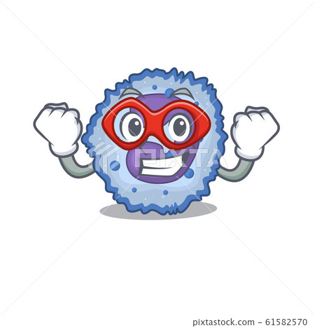 Smiley mascot of basophil cell dressed as a Super hero 61582570