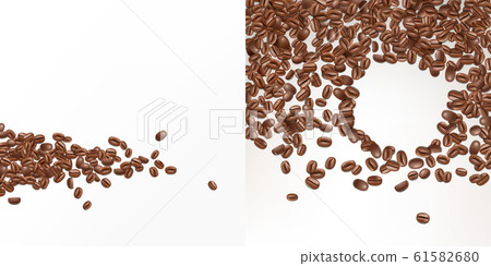 3d realistic seeds of coffee, beans 61582680