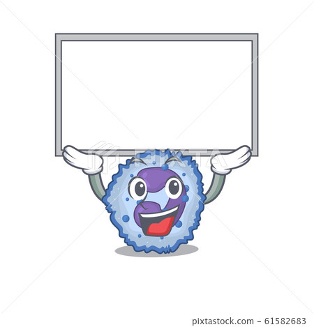 A mascot picture of basophil cell raised up board A mascot picture of basophil cell raised up board 61582683