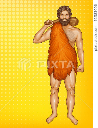 pop art caveman in fur loincloth pop art caveman in fur loincloth 61583006