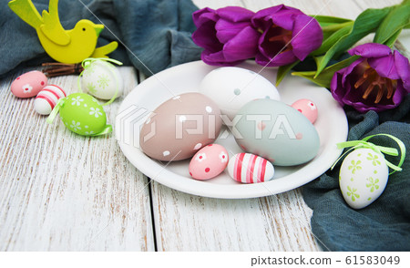 Easter eggs and tulips Easter eggs and tulips 61583049
