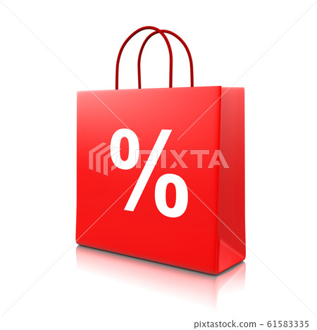 Red Shopping Bag with Percent Sign Red Shopping Bag with Percent Sign 61583335