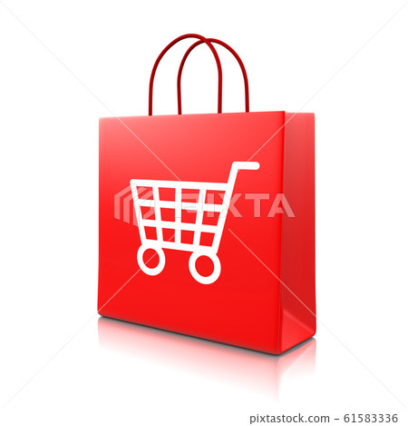 Red Shopping Bag with Cart Red Shopping Bag with Cart 61583336
