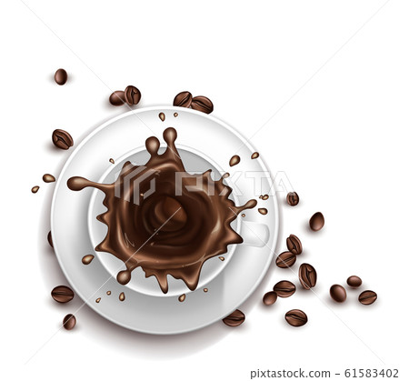 3d realistic cup of coffee with splashing 3d realistic cup of coffee with splashing 61583402
