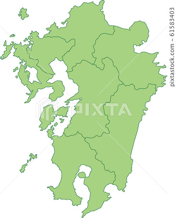 Map of the Kyushu region - Stock Illustration [61583403] - PIXTA