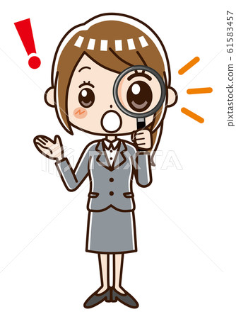 女商人放大鏡驚訝 61583457