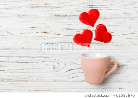 Top view composition of hearts splashing out from 61583670