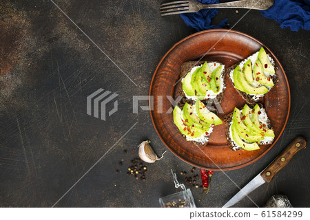 bread with avocado bread with avocado 61584299