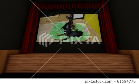 Movie theater no people screen small dog illustration 9 61584776