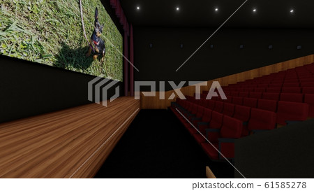 Movie theater no people screen small dog 2 illustration 17 61585278