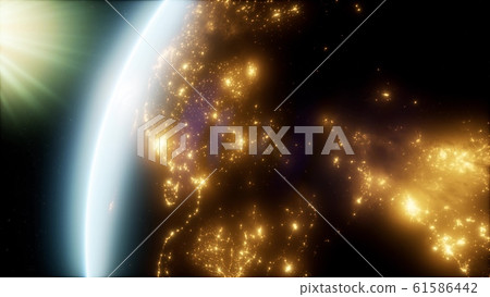 Amazing Sunrise Over The Earth. View Of Planet Amazing Sunrise Over The Earth. View Of Planet 61586442