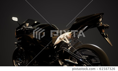 moto sport bike in dark studio with bright lights 61587326