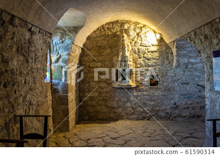 Inside the castle in the medieval town of Vogue in Ardeche, France Inside the castle in the medieval town of Vogue in Ardeche, France 61590314