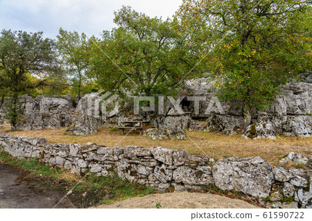 Old ruins in Chassagnes in Ardeche, France 61590722