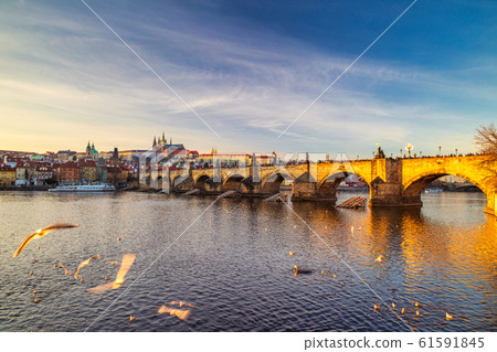 Charles bridge with Prague Castle on background. Charles bridge with Prague Castle on background. 61591845