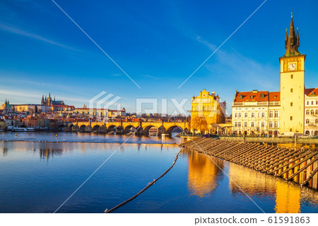 Prague Castle and Charles bridge above Vltava Prague Castle and Charles bridge above Vltava 61591863