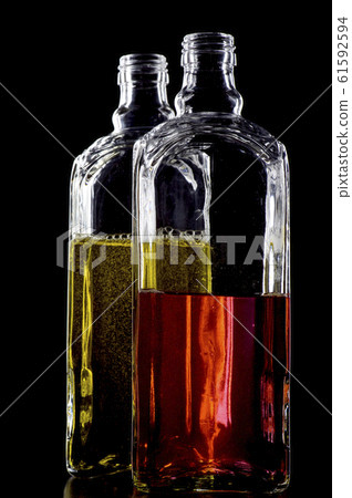 Colored two Bottle on black Colored two Bottle on black 61592594