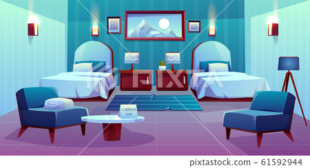 Hotel double room cartoon interior Hotel double room cartoon interior 61592944