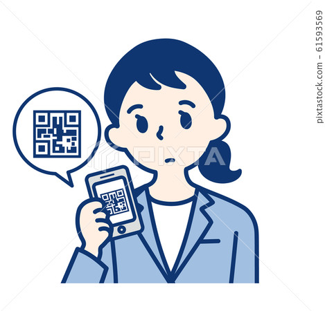 Adults (smartphone, QR code, pay, female) 61593569