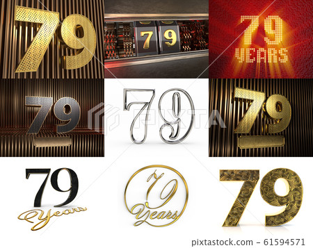 Set of number seventy-nine years celebration 61594571