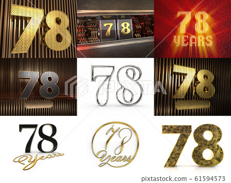 Set of number seventy-eight years celebration 61594573