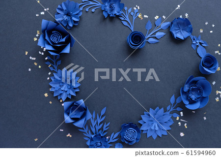 Blue paper flowers, floral background, bridal Blue paper flowers, floral background, bridal 61594960