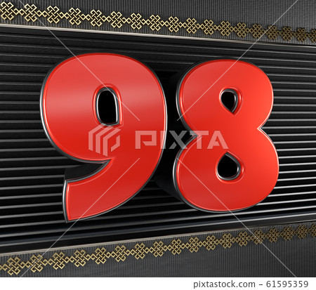Red number 98 with endless knot 61595359