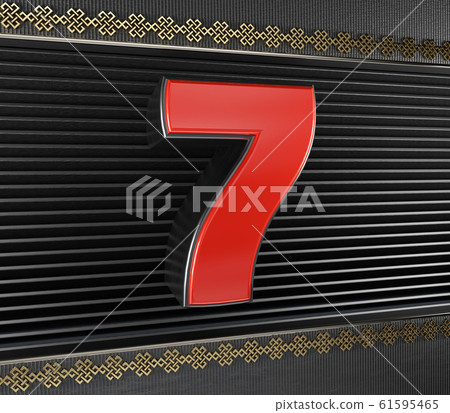 Red number 7 with endless knot Red number 7 with endless knot 61595465