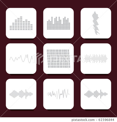 Grey logo equalizer. Pulse music player elements. 61596844