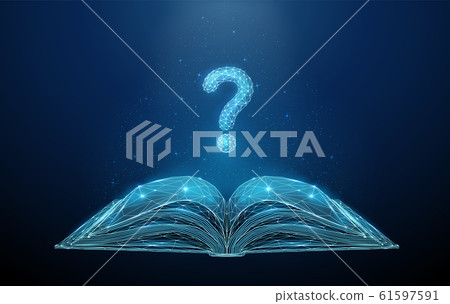 Abstract low poly open book with question mark. 61597591