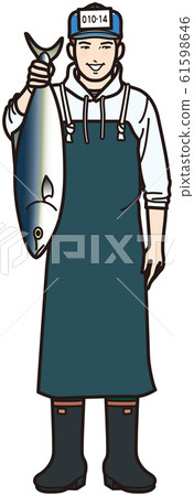 一個男人在一家與Inata的鮮魚商店 61598646