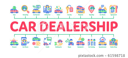 Car Dealership Shop Minimal Infographic Banner Vector 61598718