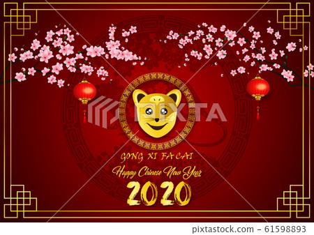 Happy Chinese New Year 2020 greeting card. Year of the rat 61598893