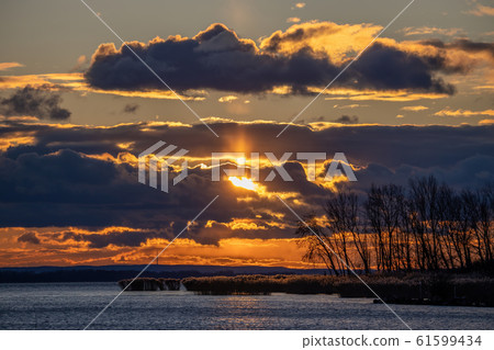 Nice sunset landscape over the lake Balaton of 61599434