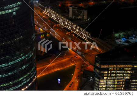 Panorama modern city night in abstract style Panorama modern city night in abstract style 61599765