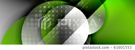 Dynamic trendy geometrical abstract background. Circles, round shapes 3d shadow effects and fluid gradients. Modern overlapping round forms 61601553