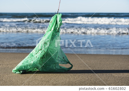used plastic bag in a fish hook 61602802